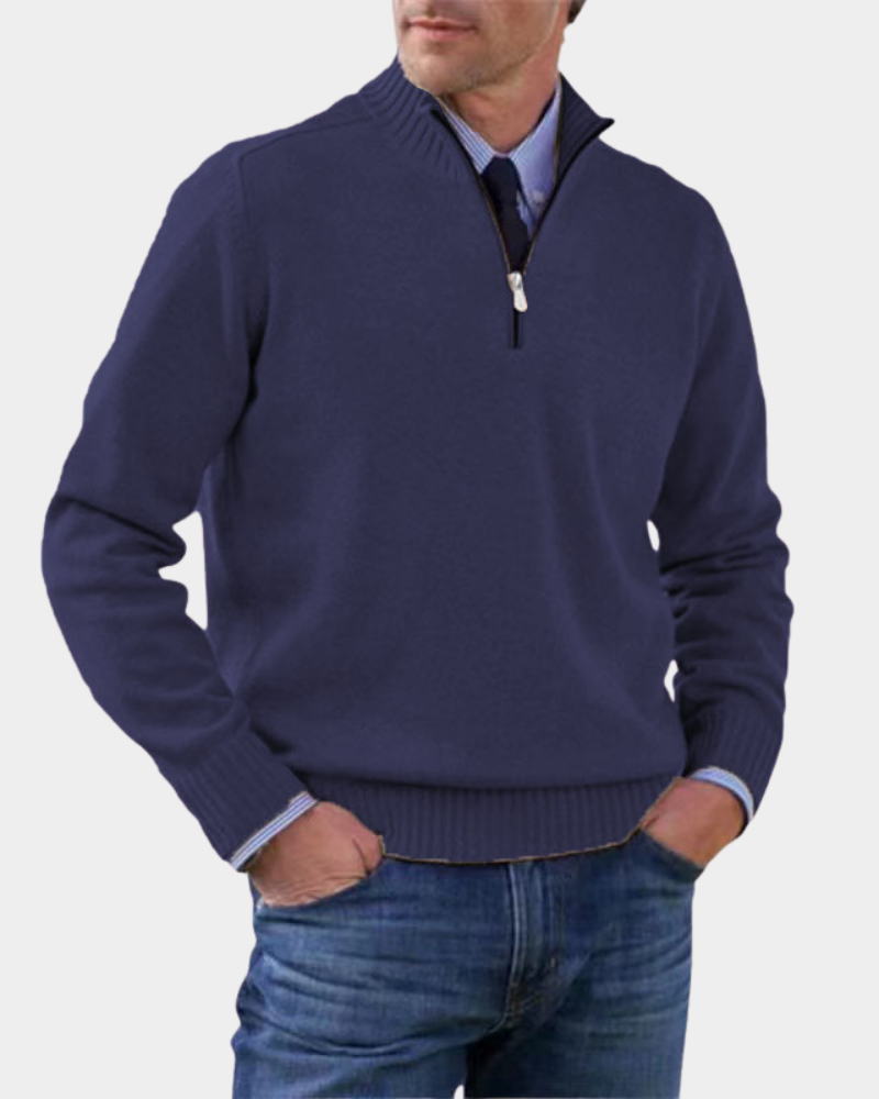 Pull Polyvalent à Col Zippé – Bleu Marine