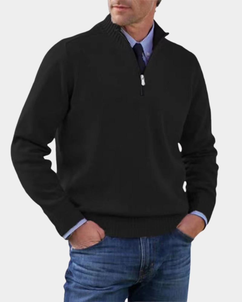 Pull Polyvalent à Col Zippé – Noir