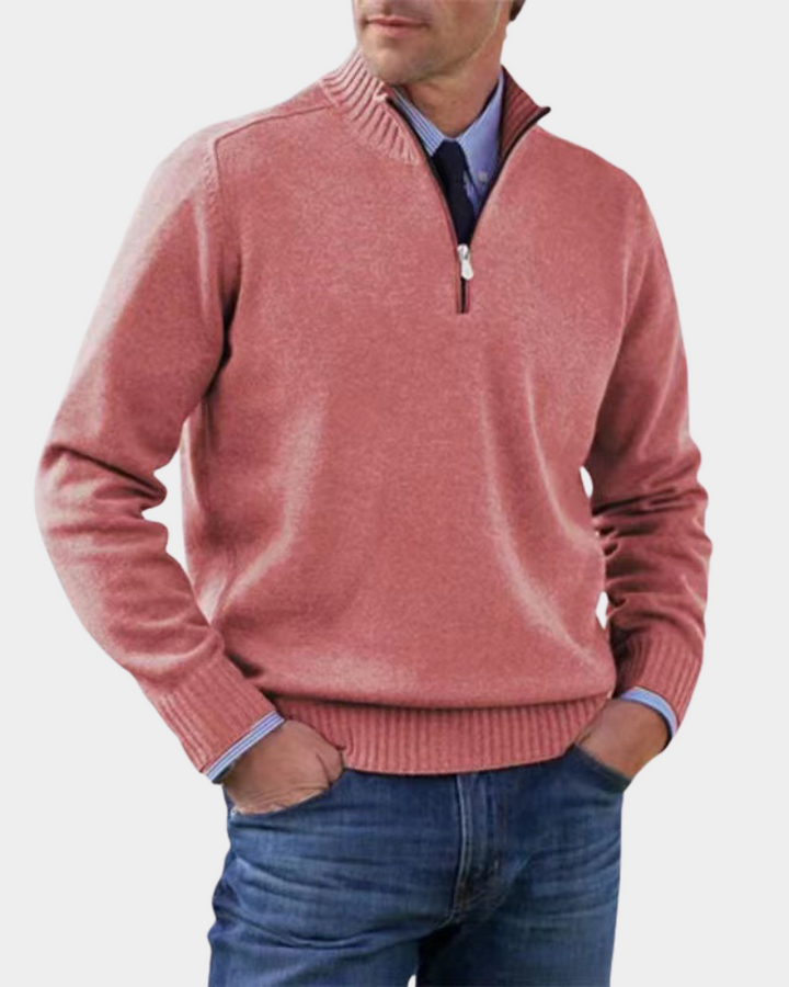Pull Polyvalent à Col Zippé – Rose