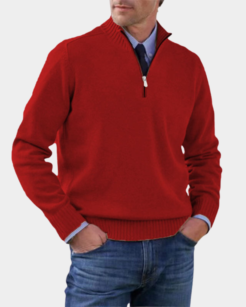 Pull Polyvalent à Col Zippé – Rouge