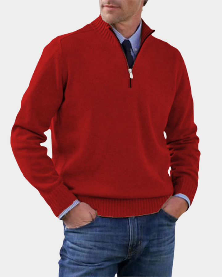 Pull Polyvalent à Col Zippé – Rouge