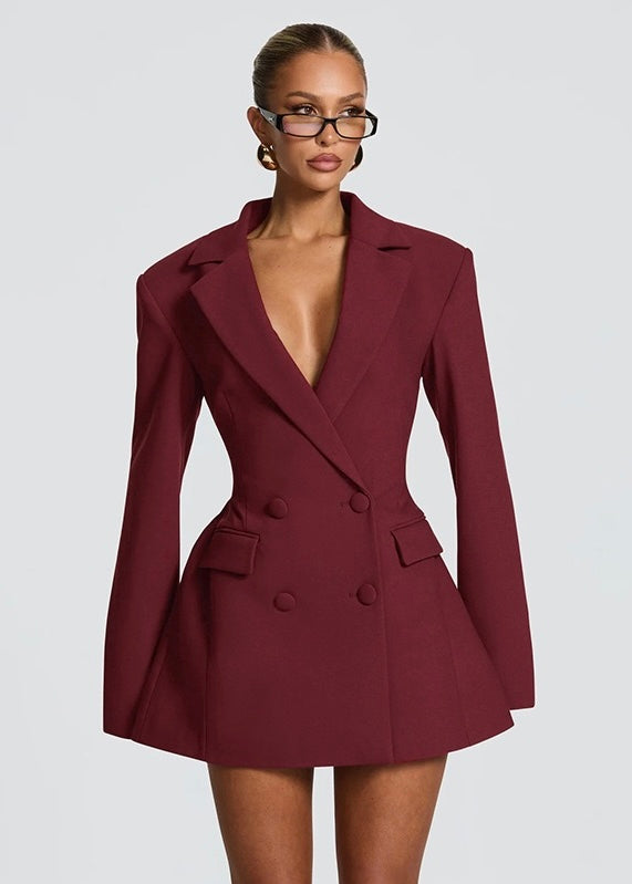 Robe Blazer Courte Structurée – Bordeaux