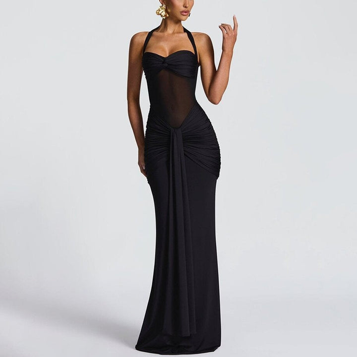 Robe Longue Dos Nu Drapée – Noir