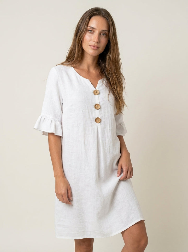 Robe Midi d'Été à Volants – Blanc