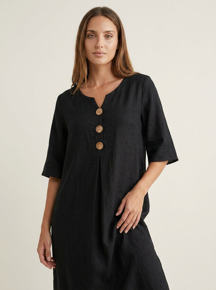 Robe Midi d'Été à Volants – Noir