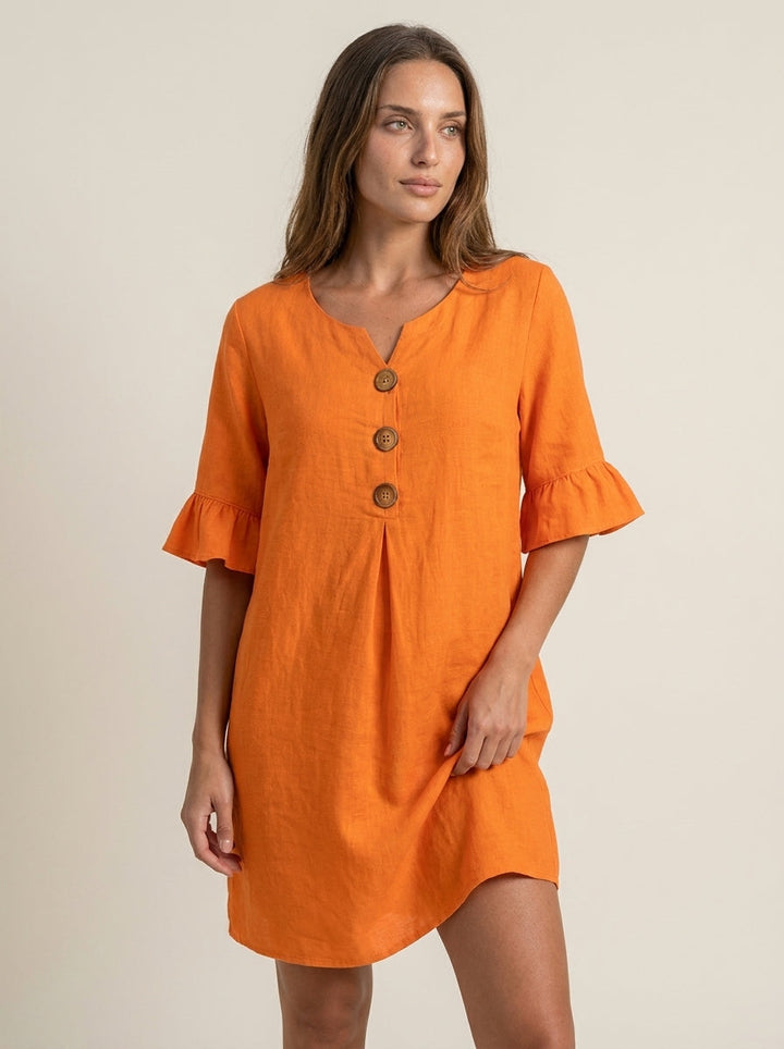 Robe Midi d'Été à Volants – Orange