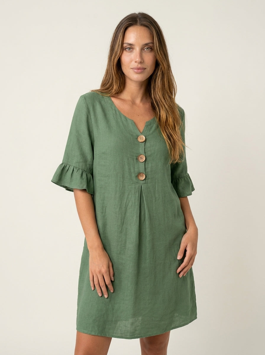 Robe Midi d'Été à Volants – Vert