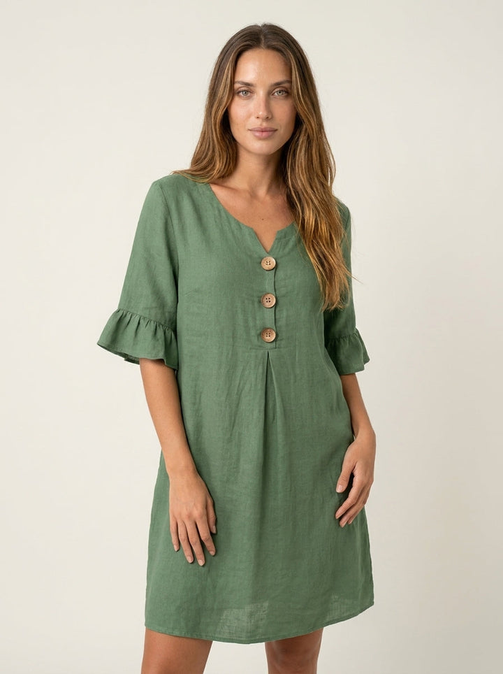 Robe Midi d'Été à Volants – Vert