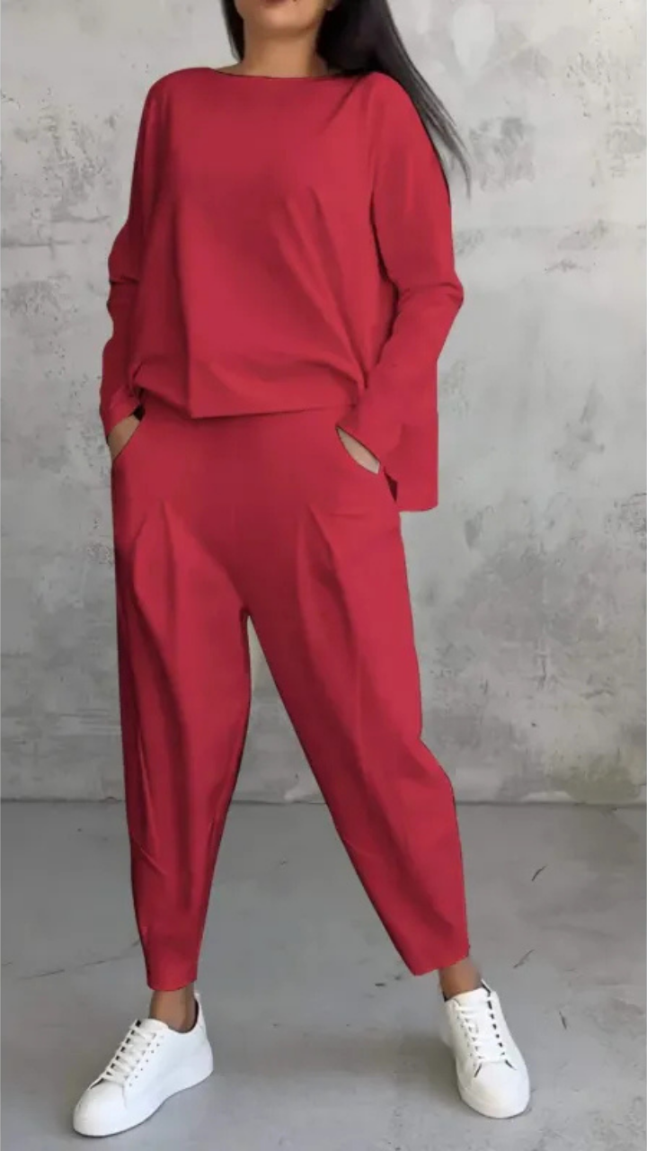 Ensemble Coordonné Coupe Ample – Rouge