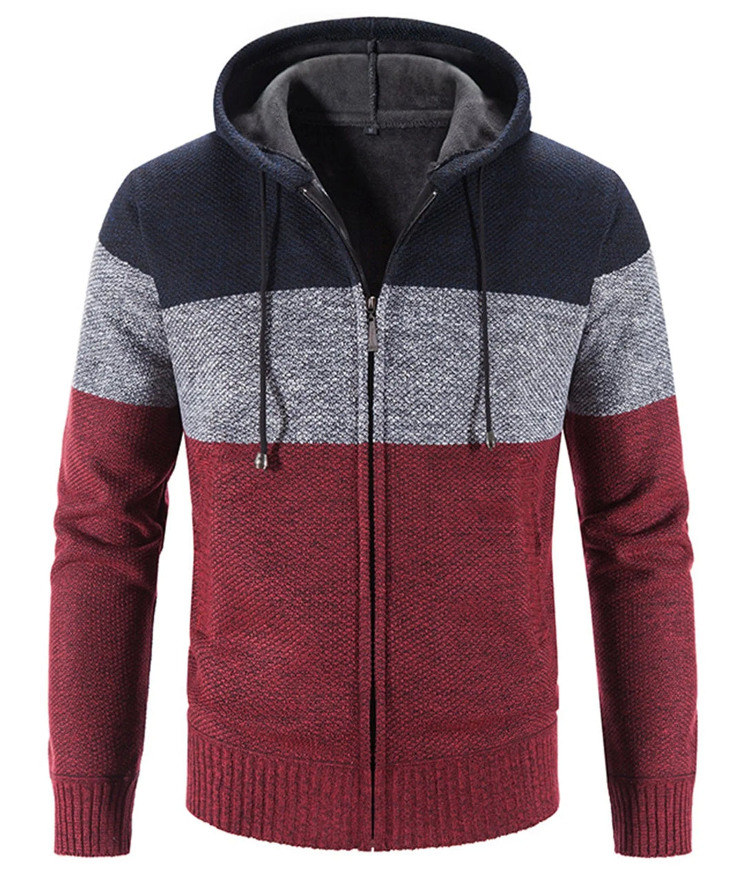 Sweat Zippé à Capuche Tricolore – Rouge