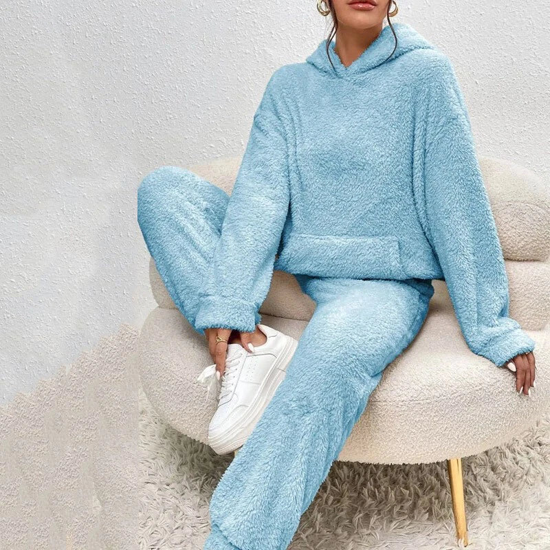 Ensemble Pyjama Peluche Femmes Capuche