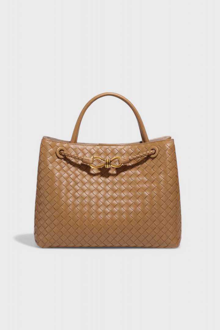 Sac à Main Tressé Structuré – Beige
