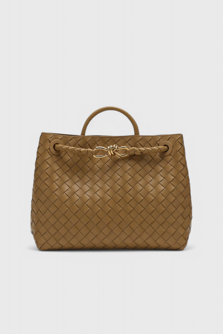 Sac à Main Tressé Structuré – Marron