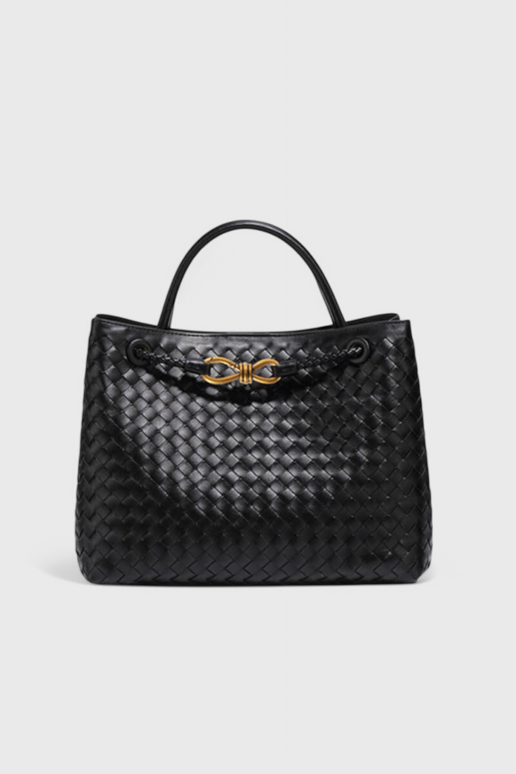 Sac à Main Tressé Structuré – Noir