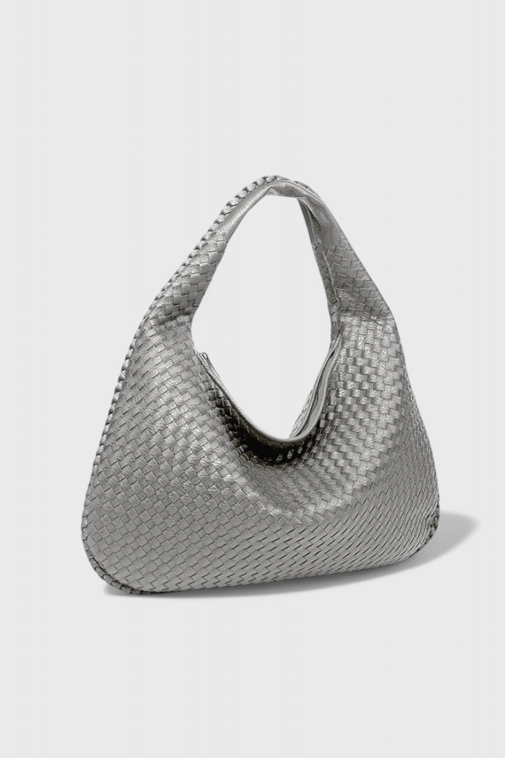 Sac Besace Tressé Chic – Gris Claro