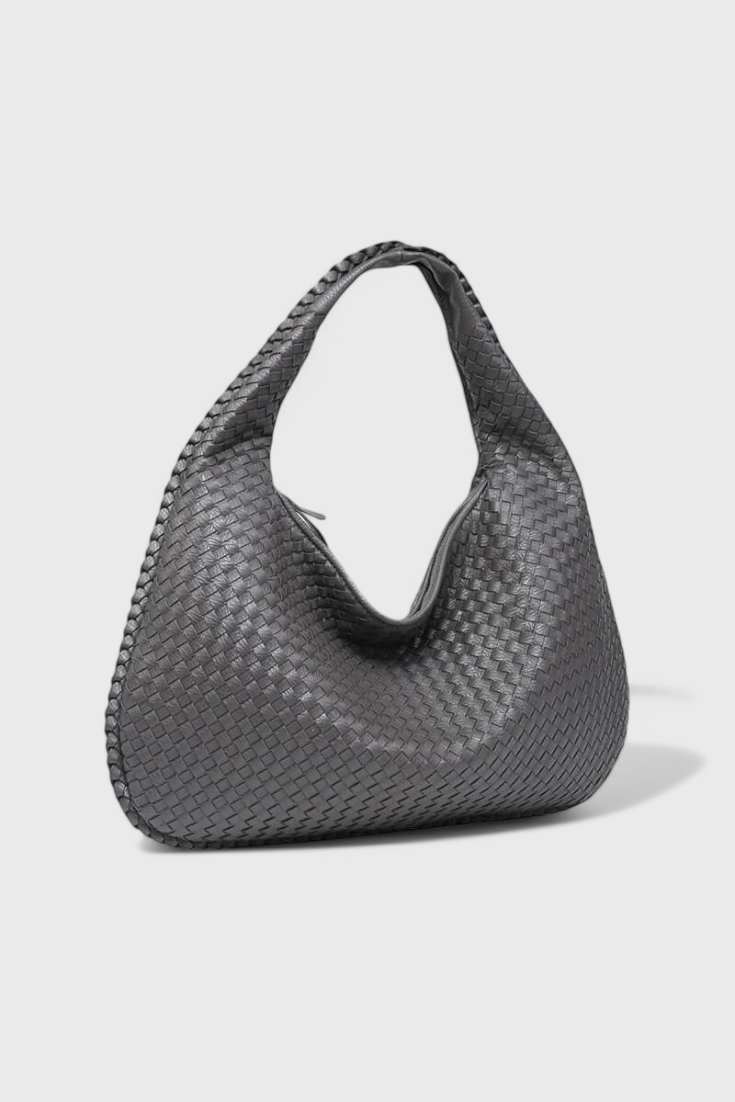 Sac Besace Tressé Chic – Gris