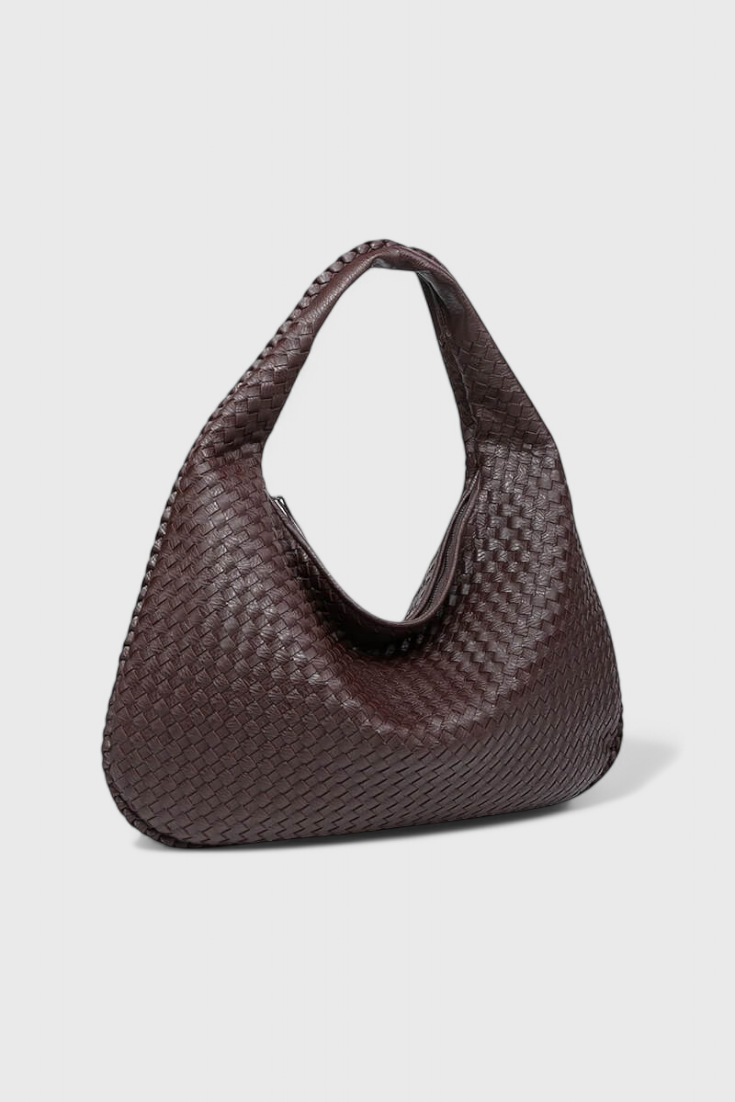 Sac Besace Tressé Chic – Marron Oscuro