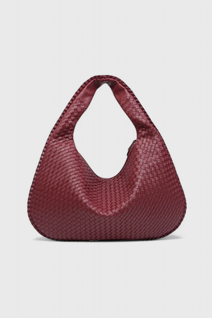 Sac Besace Tressé Chic – Rouge Bordeaux