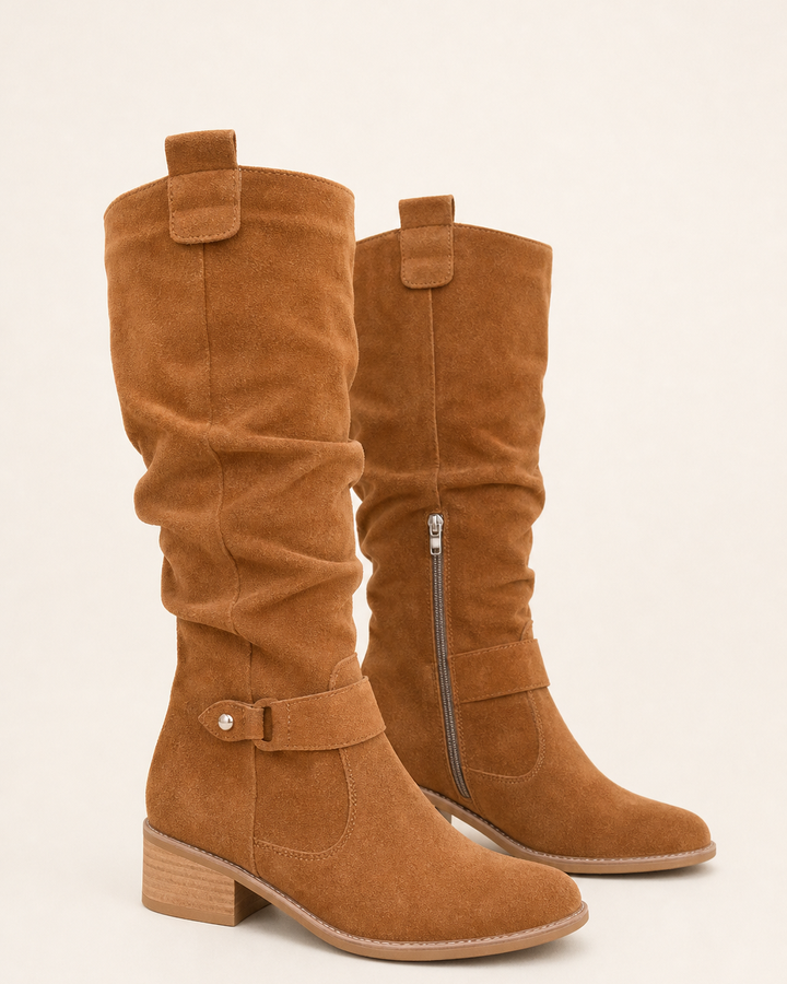 Bottes Mi-Mollet à Petit Talon – Marron