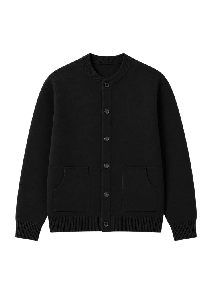 Cardigan Homme Essentiel à Poches – Noir