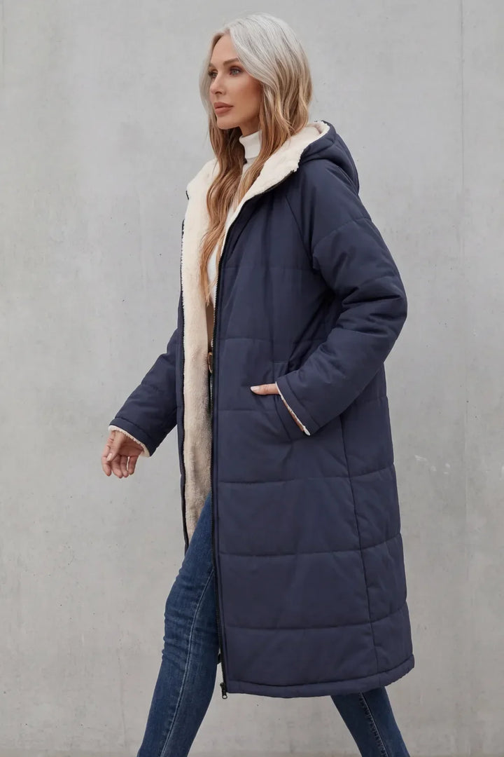 Manteau Long et Chaud à Capuche