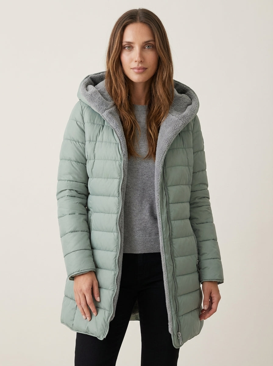 Manteau Matelassé Coupe Cintrée – Vert