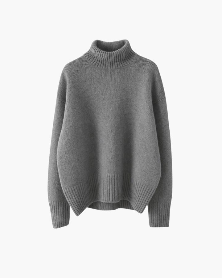 Pull Ample à Col Roulé – Gris