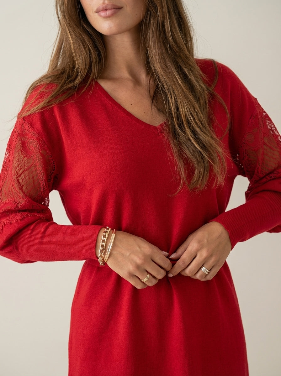 Robe Élégante Manches Ornées
