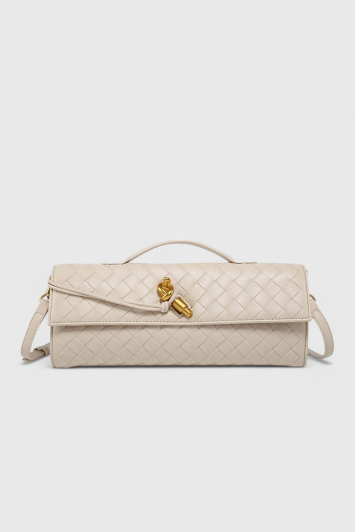 Sac Allongé à Fermoir Nœud – Crème