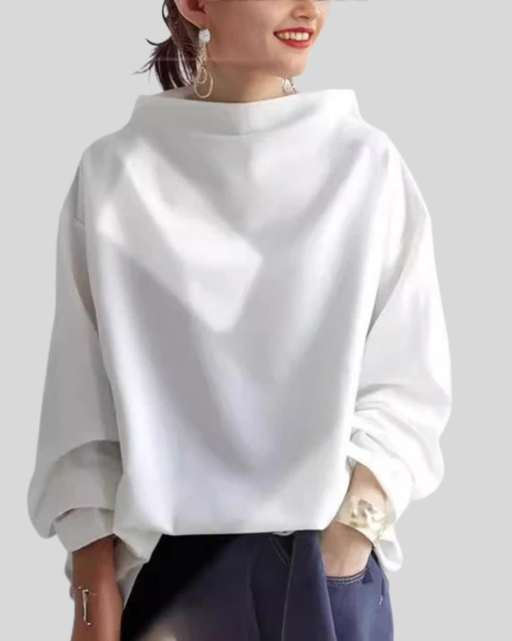 Sweat Ample à Col Montant – Blanc