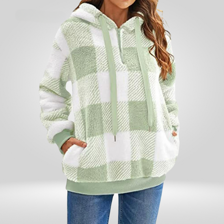 Sweat Douillet à Carreaux – Vert Clair