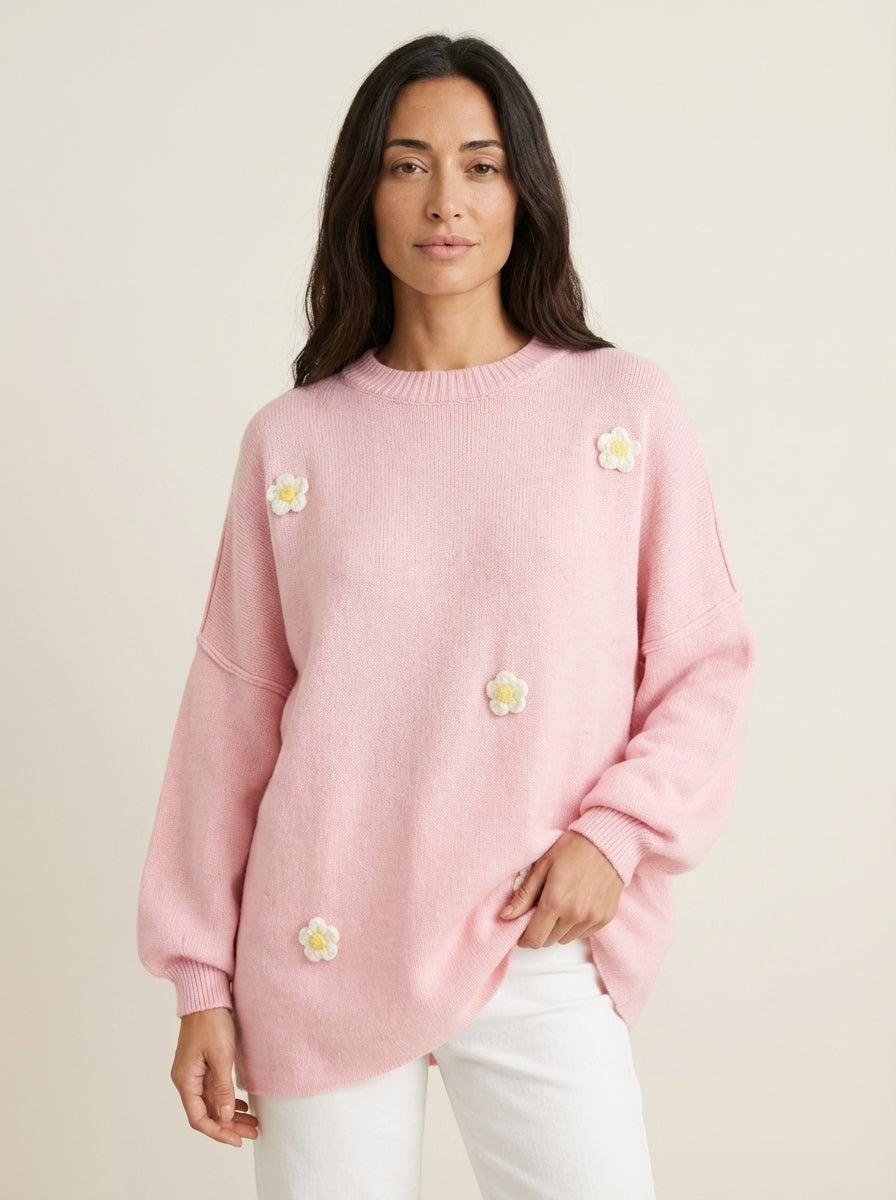 Sweat Douillet à Fleurs – Rose