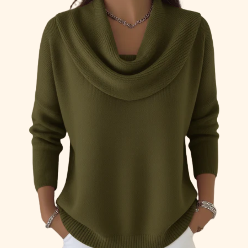 Sweat Élégant à Col Drapé – Vert