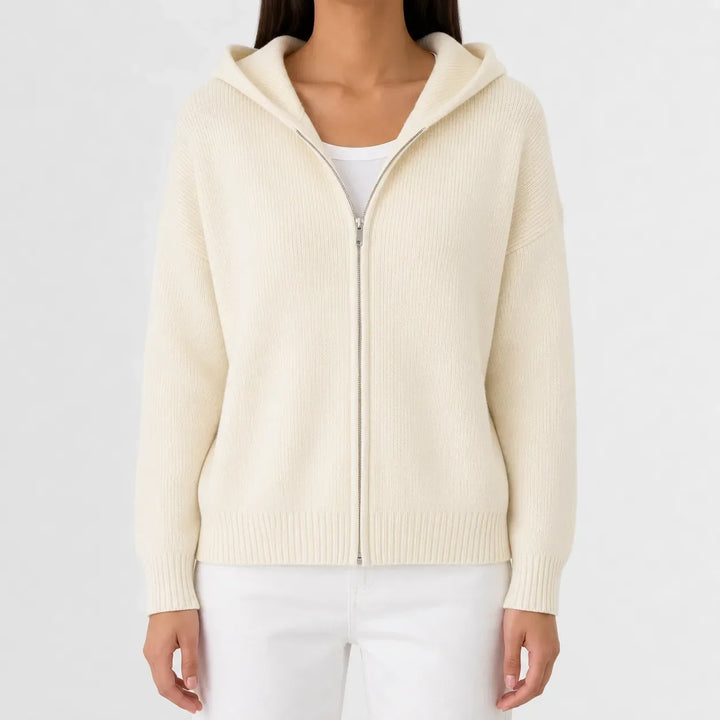 Sweat Essentiel Zippé à Capuche – Crème