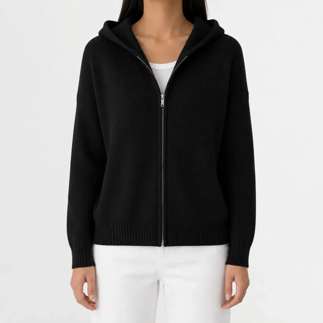 Sweat Essentiel Zippé à Capuche – Noir