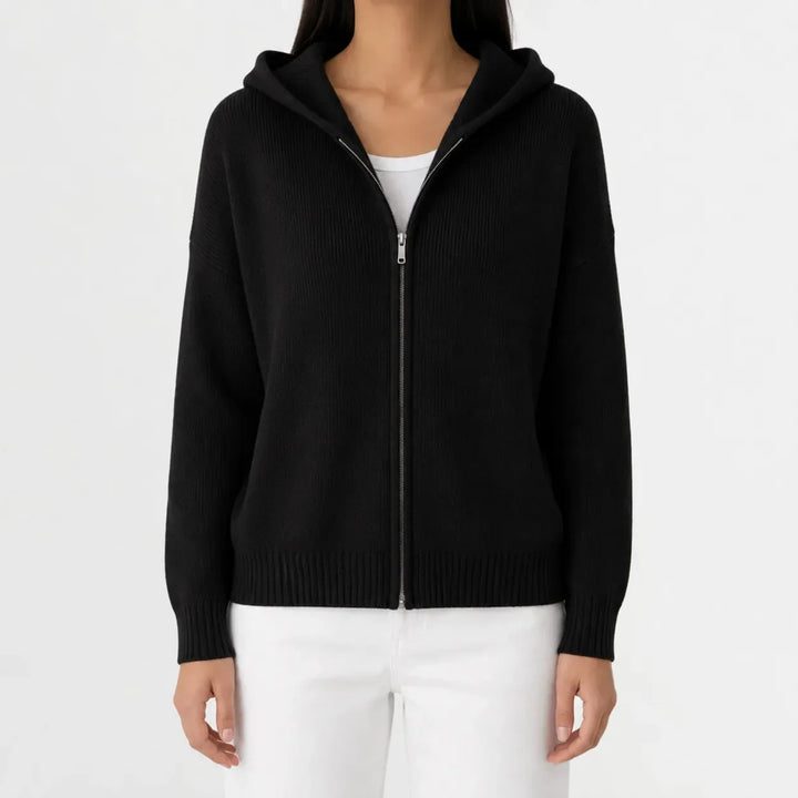 Sweat Essentiel Zippé à Capuche – Noir