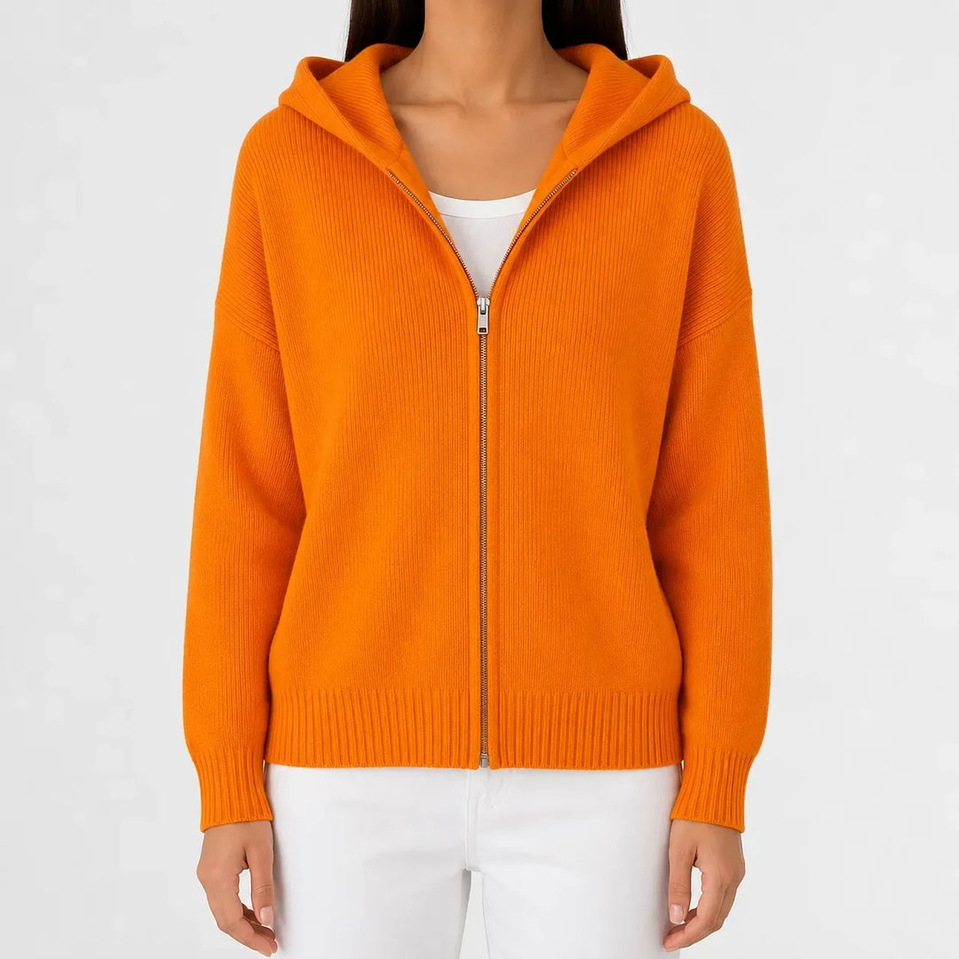 Sweat Essentiel Zippé à Capuche – Orange