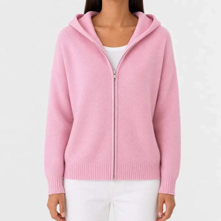 Sweat Essentiel Zippé à Capuche – Rose Clair