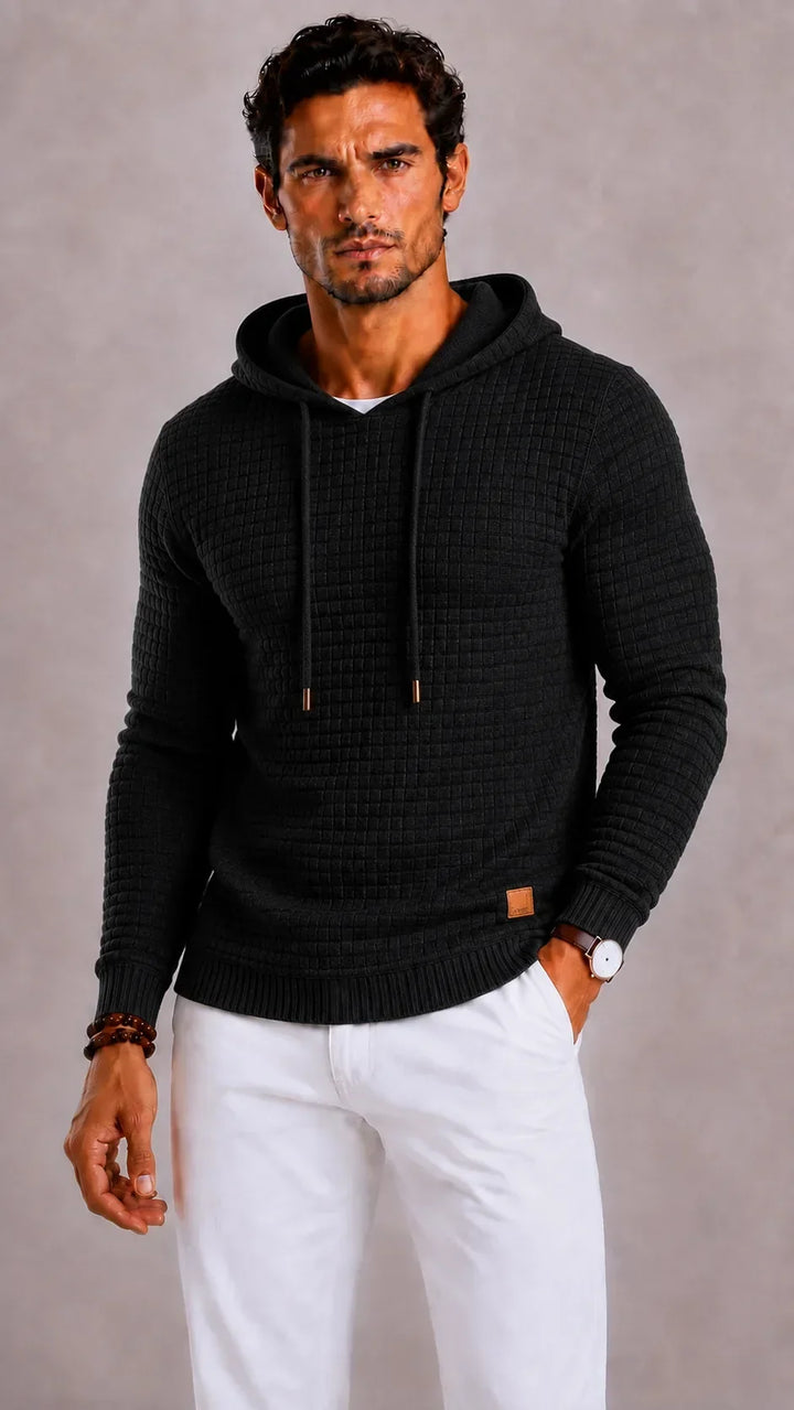 Sweat Homme Texturé à Capuche – Noir