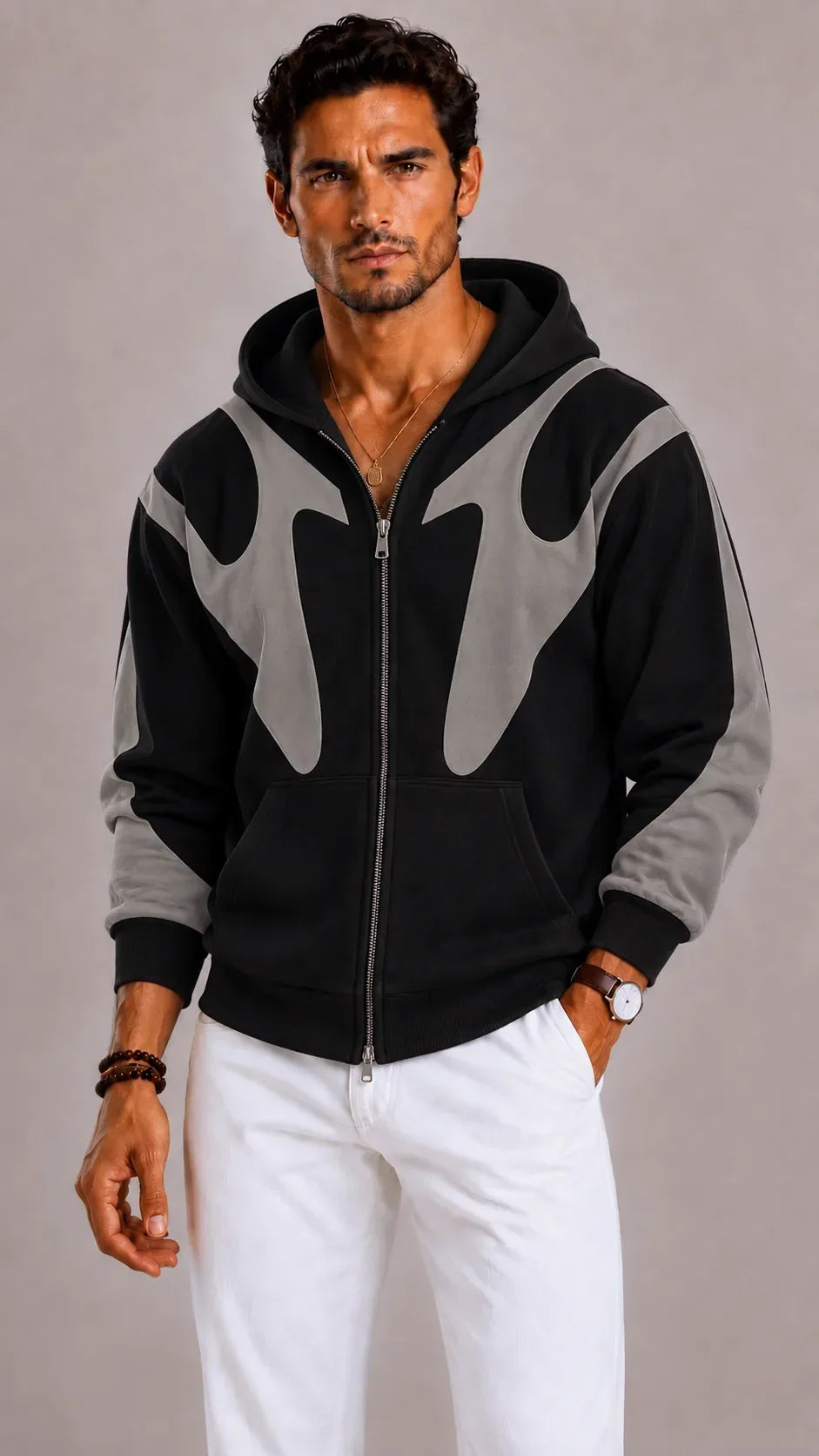 Sweat Zippé à Capuche Graphique