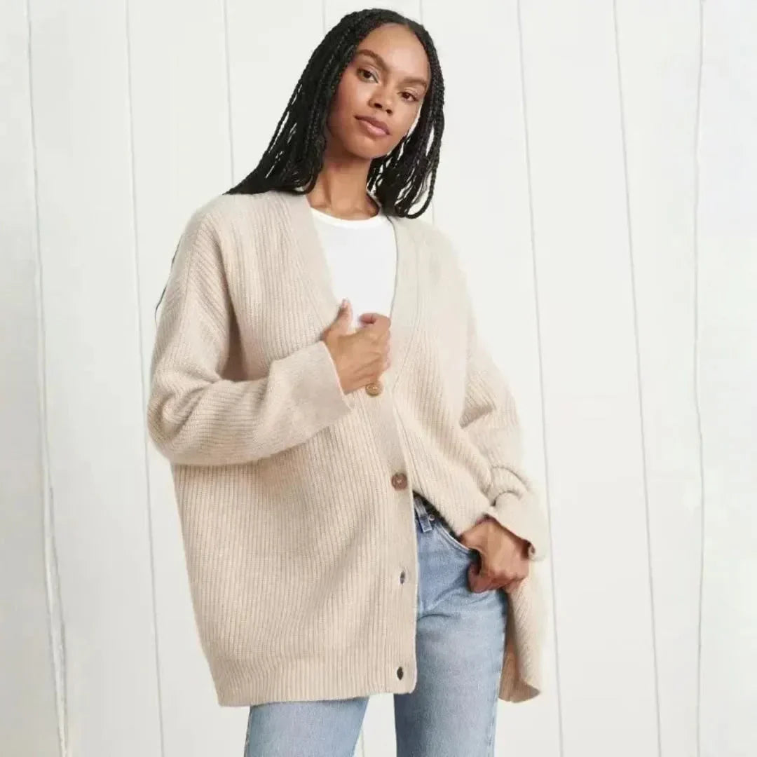 Cardigan Douillet à Coupe Ample – Beige