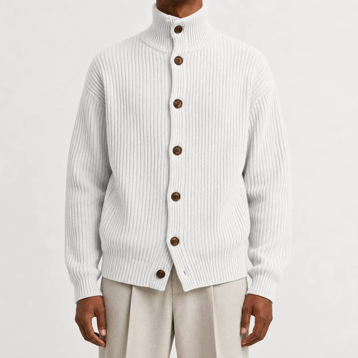 Cardigan Homme à Col Montant – Blanc