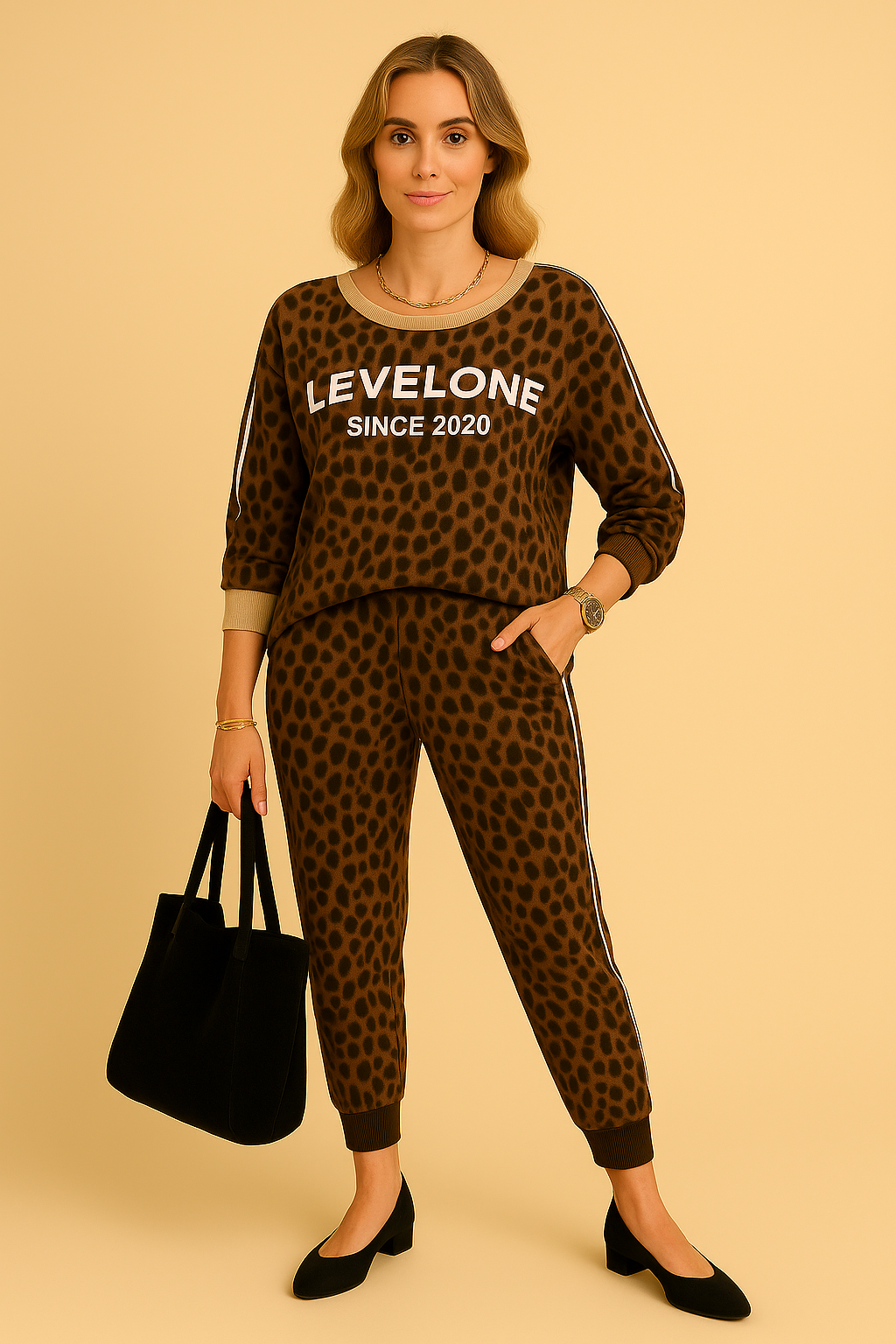 Ensemble Coordonné Imprimé Animal – Marron