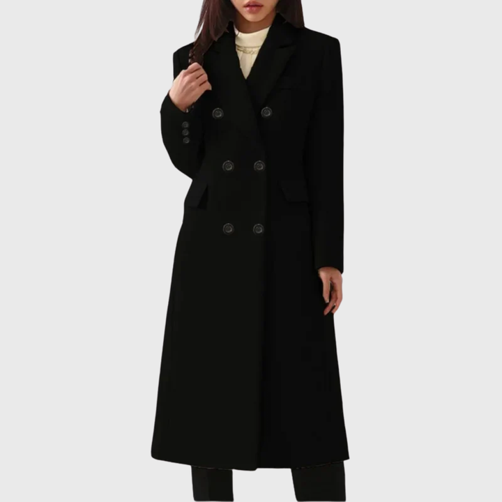 Manteau Long Croisé Cintré – Noir