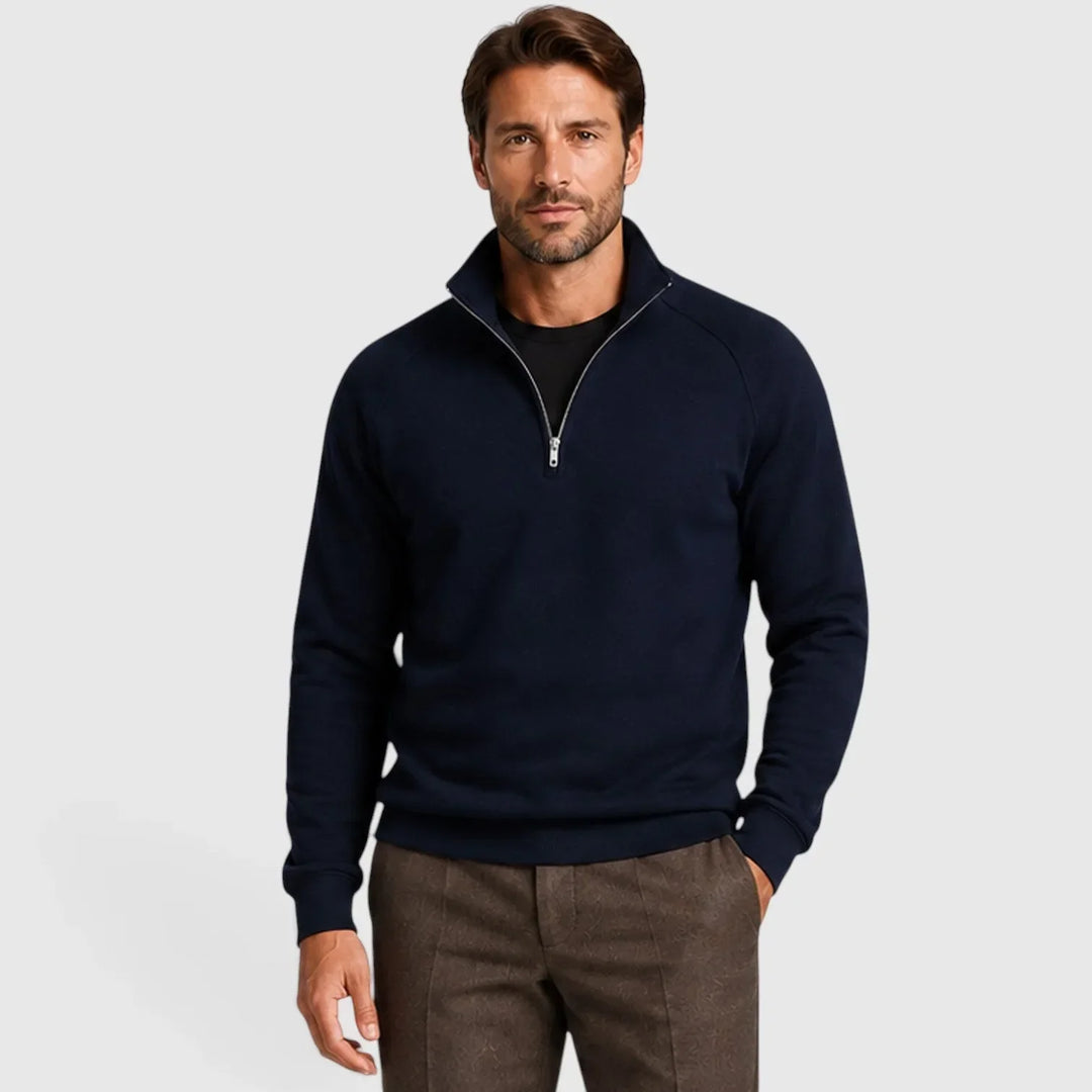 Pull Ajusté à Col Montant – Bleu Marine