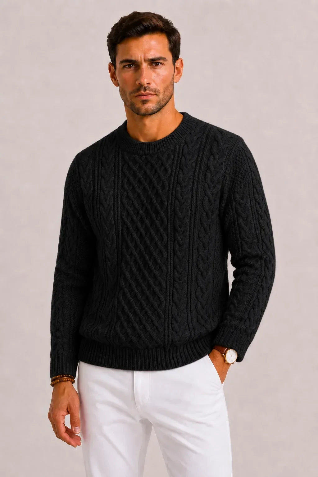 Pull Homme à Torsades – Noir