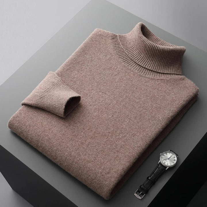 Pull Homme Col Roulé Classique – Beige