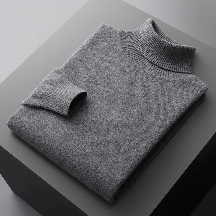 Pull Homme Col Roulé Classique – Gris Foncé