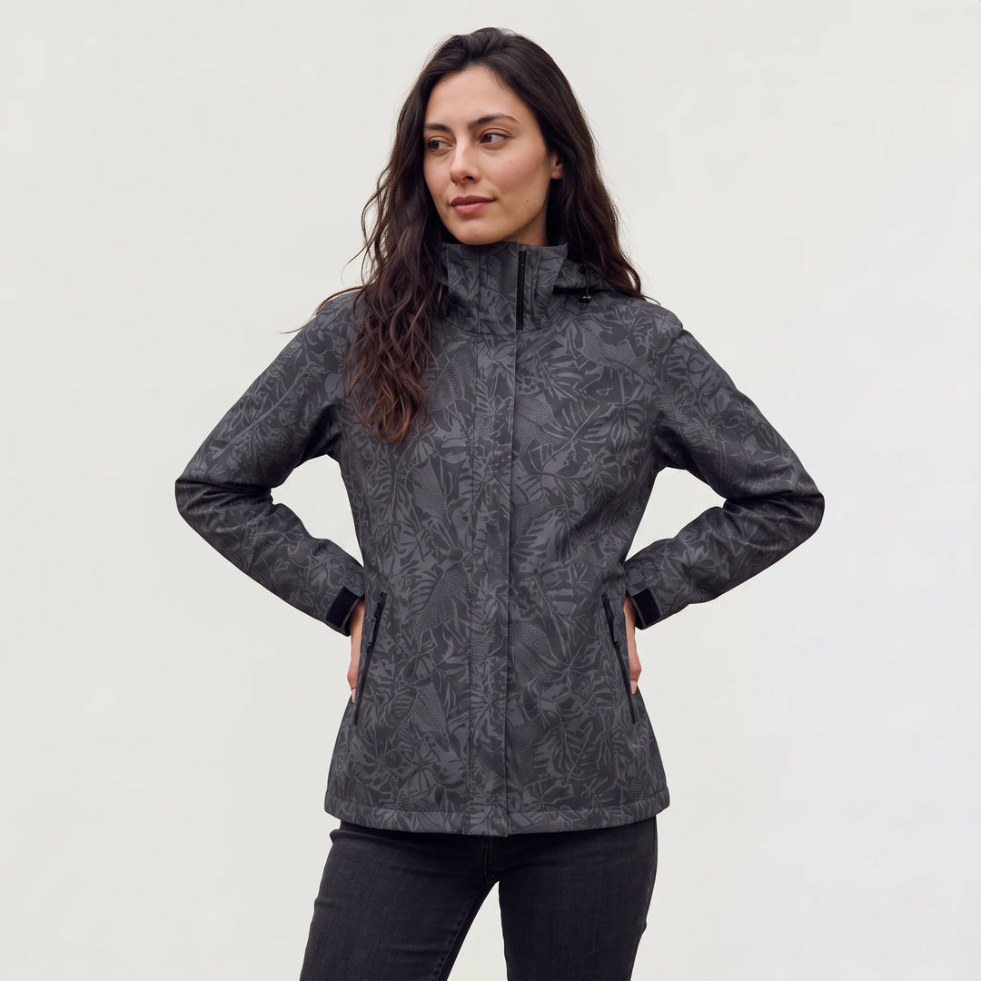 Veste Légère à Imprimé Végétal – Noir