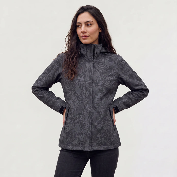 Veste Légère à Imprimé Végétal – Noir